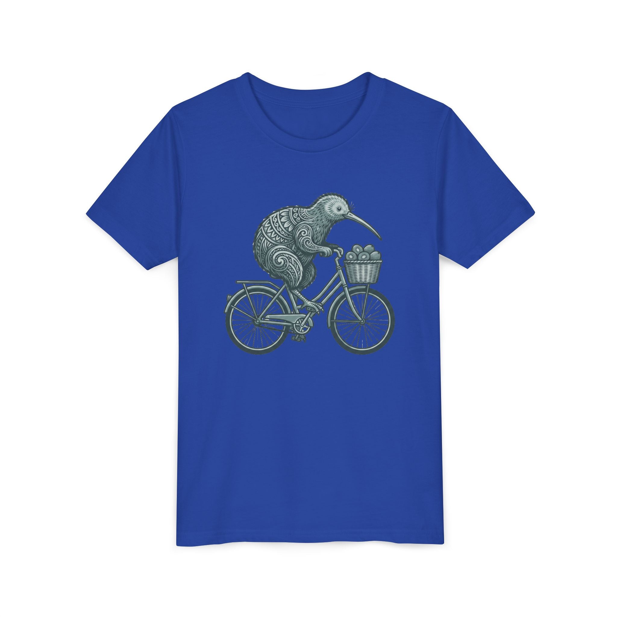 Kids Kiwi Bird Bicycle T‑Shirt – Cute Animal Cycling Graphic Tee for Children