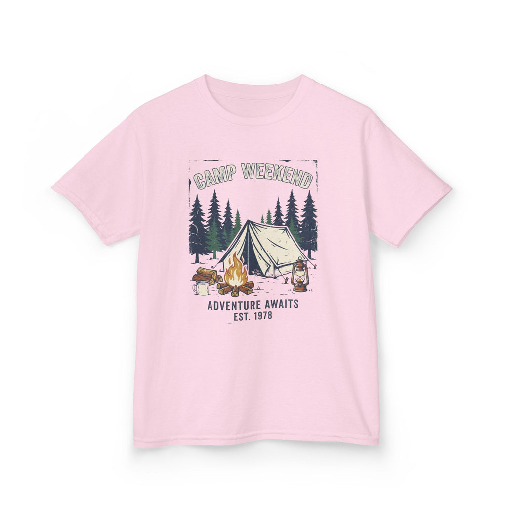 "Camp Weekend: Adventure Awaits" Kids Graphic Tee