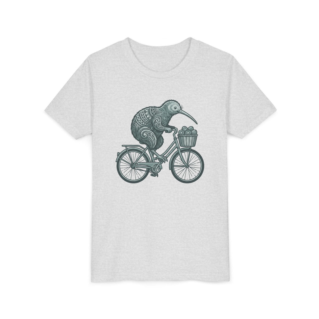 Kids Kiwi Bird Bicycle T‑Shirt – Cute Animal Cycling Graphic Tee for Children