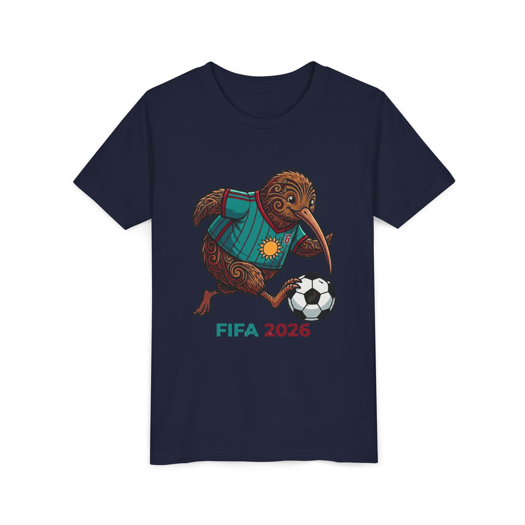 Youth Tee — Kiwi Soccer Player “FIFA 2026” Kids Football Shirt