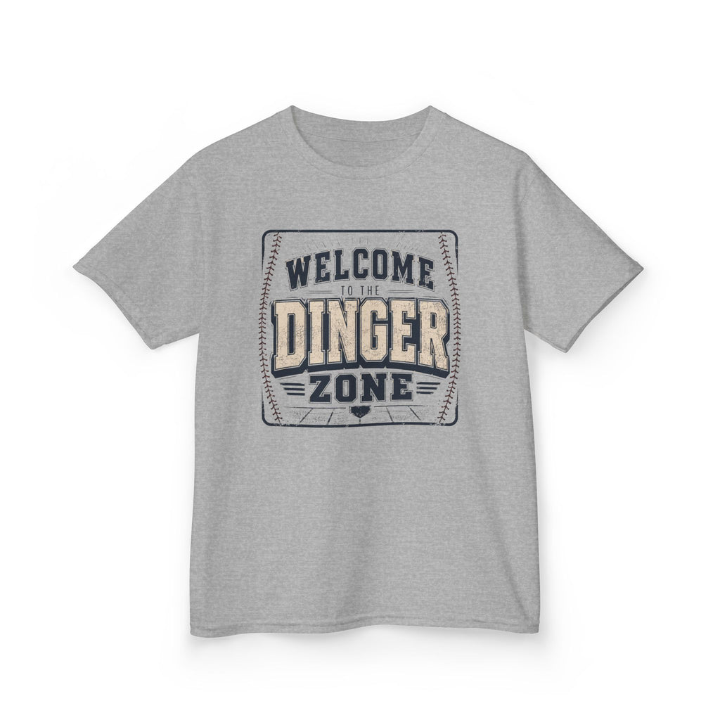 "Welcome to the Dinger Zone" Baseball Tee for Young Players & Fans