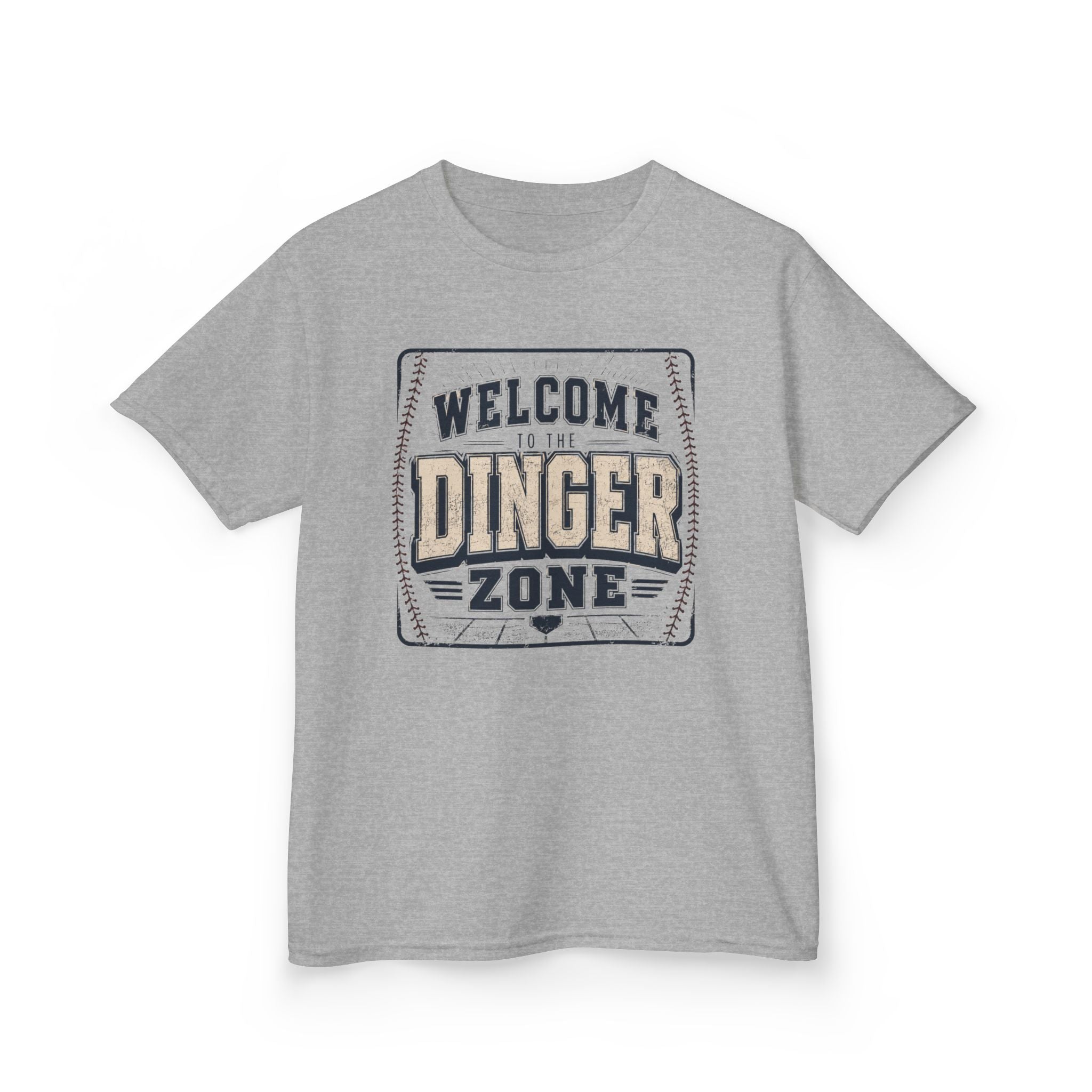 "Welcome to the Dinger Zone" Baseball Tee for Young Players & Fans