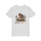Youth Tee — Cute Kiwi Bird Splash “a little dirt never hurt” Kids Graphic Shirt