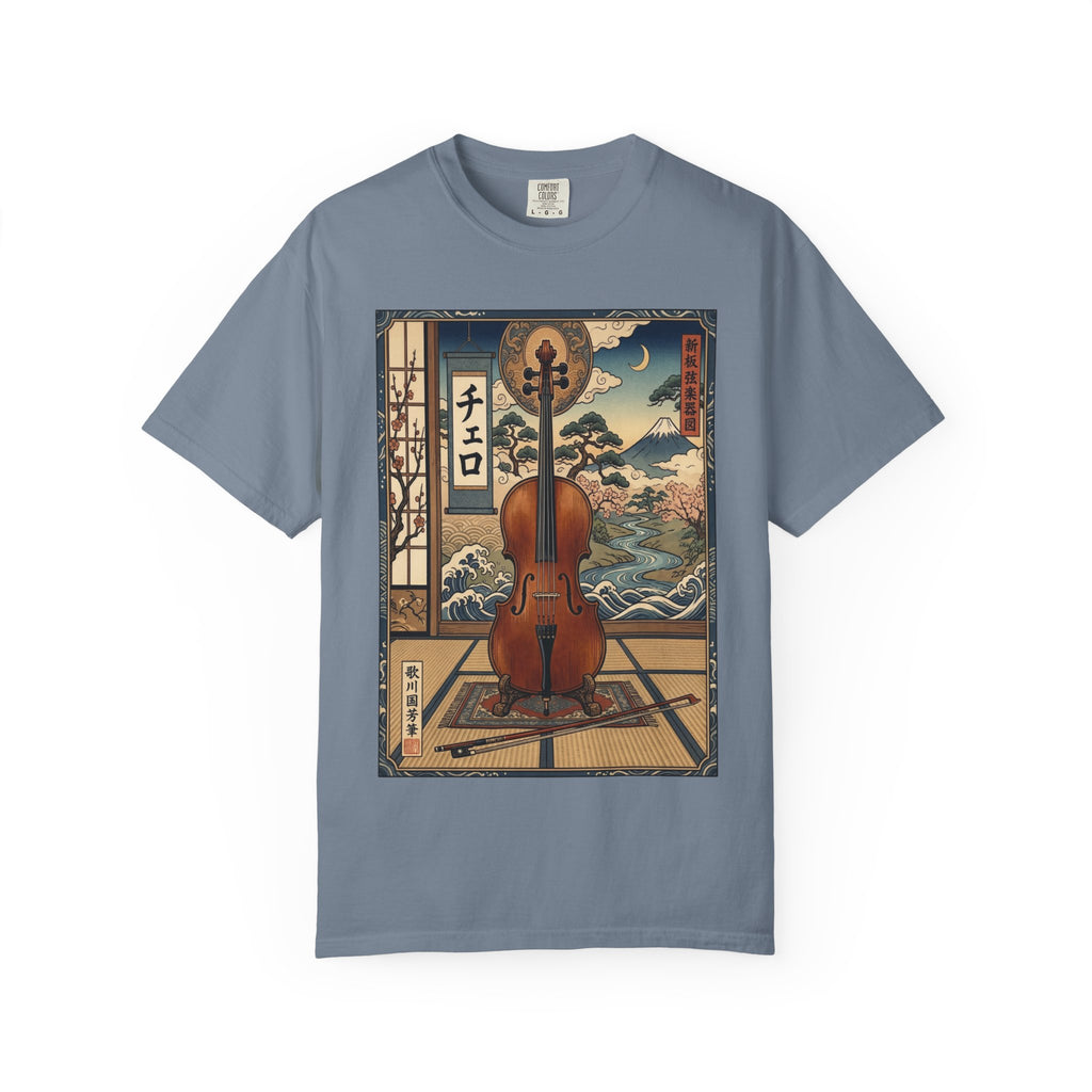 Ukiyo-e Cello Art T-Shirt - Japanese Woodblock Style