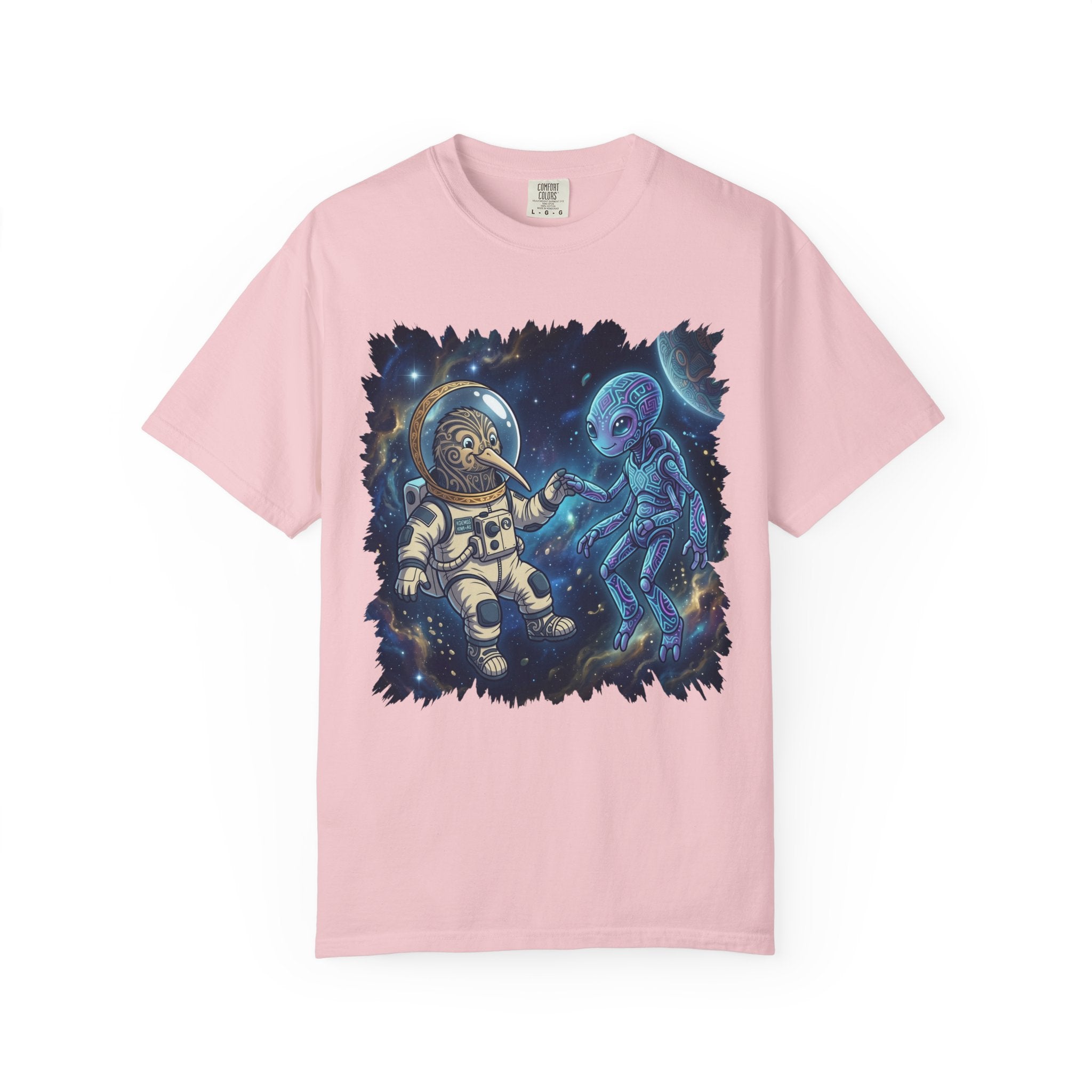 Astronaut & Alien Friendship Tee — Space Adventure Graphic T-Shirt