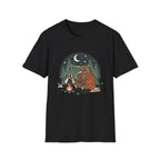Camping Kiwi T-Shirt — Cute Kiwi Bird by Campfire Night Sky Tee