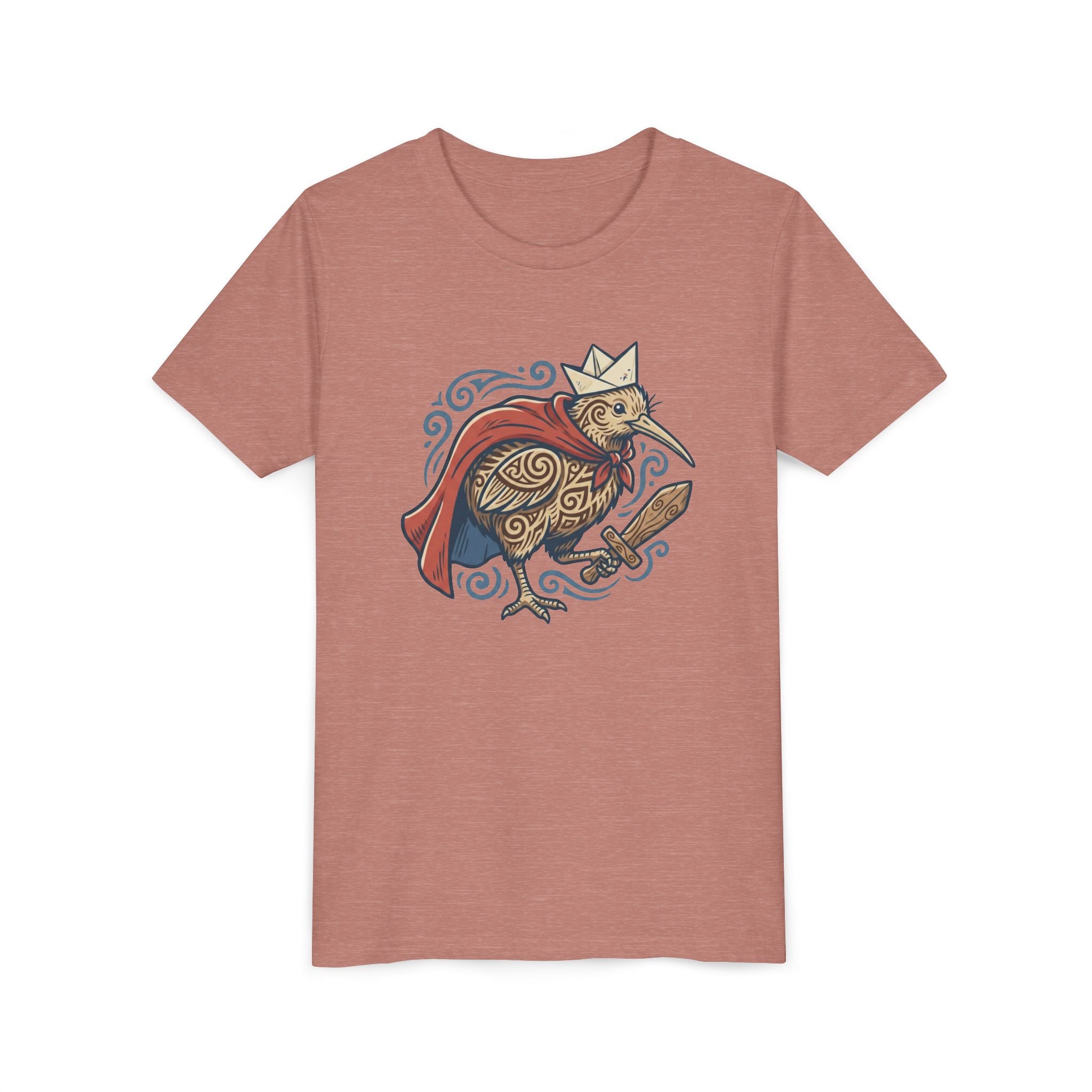 Royal Kiwi Youth T‑Shirt — Crowned Kiwi with Cape Kids Tee