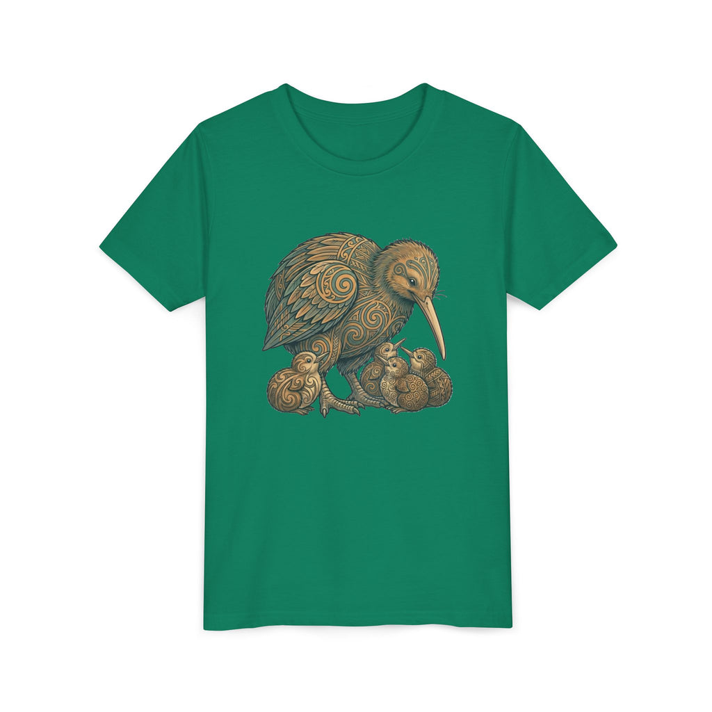 Kiwi Bird Momma & Babies Kids T‑Shirt — Whimsical Kiwi & Chicks Youth Tee