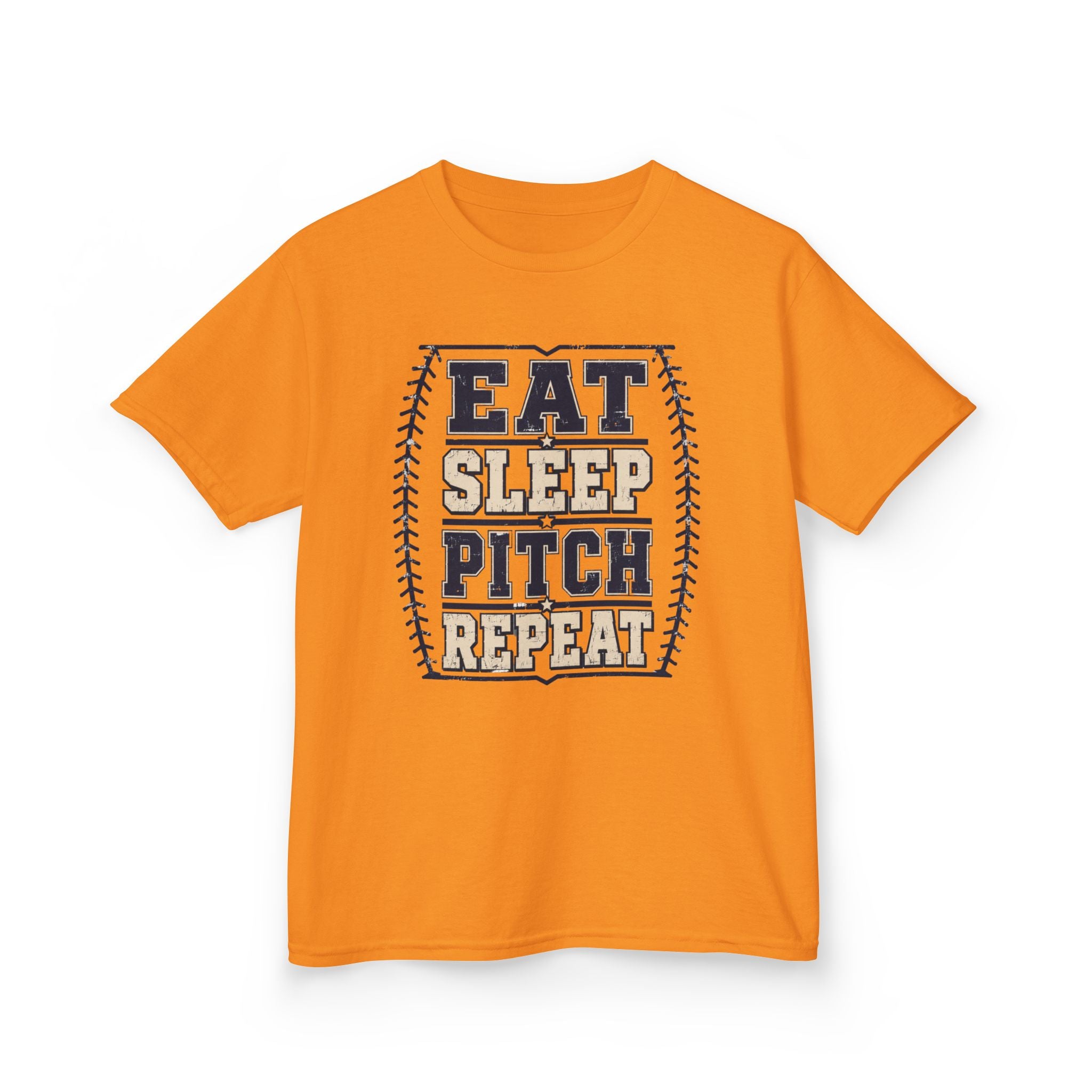 Kids Tee — "Eat Sleep Pitch Repeat" Baseball Shirt