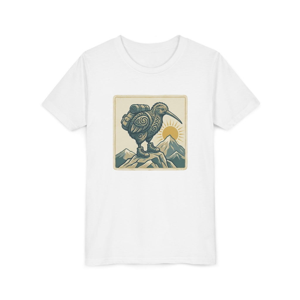 Youth Tee — Kiwi Bird on Mountains Graphic Shirt