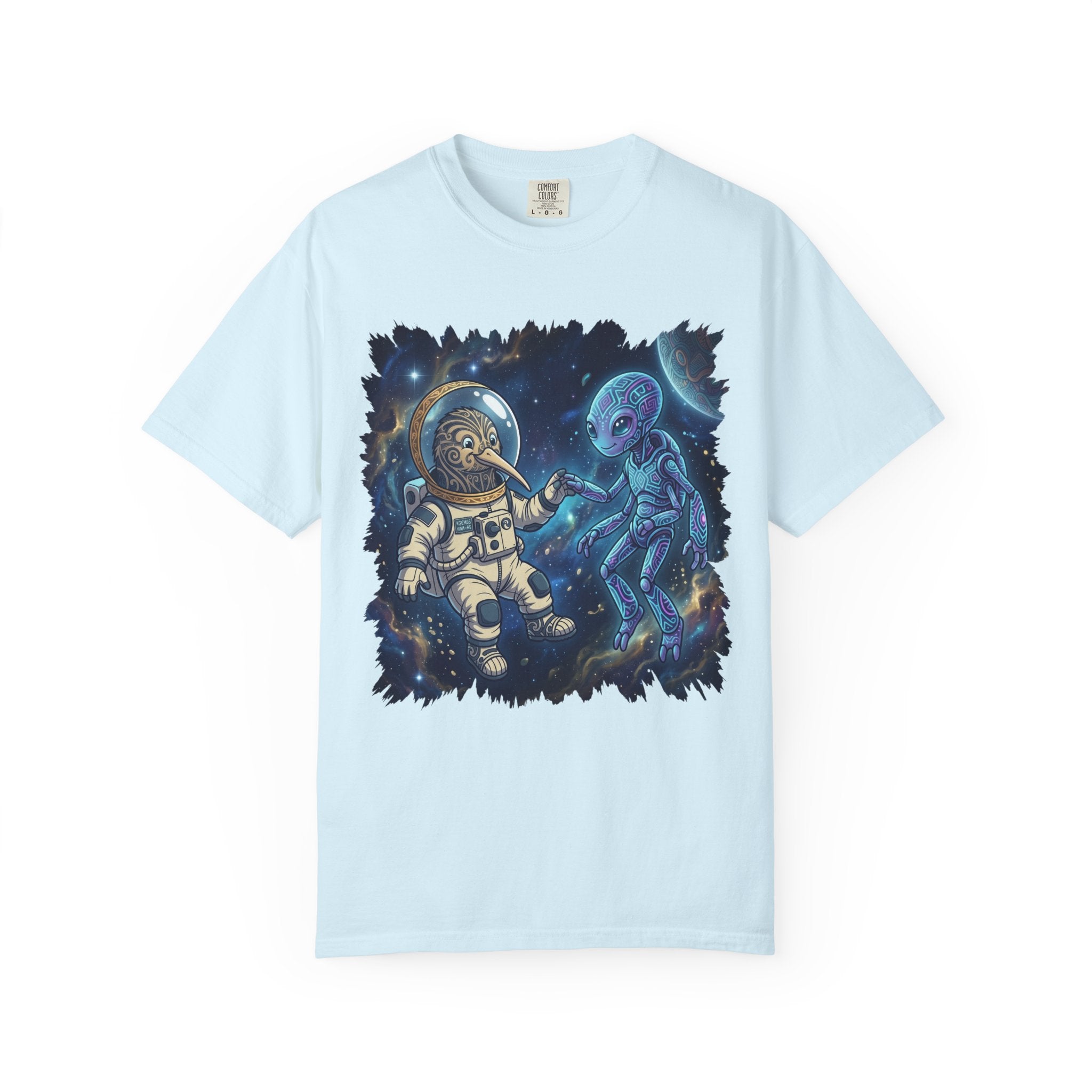 Astronaut & Alien Friendship Tee — Space Adventure Graphic T-Shirt
