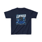 Locked In Kids T‑Shirt — Youth Baseball/Softball Helmet Graphic