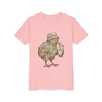 Youth Tee — Whimsical Kiwi Bird Drinking Bubble Tea Graphic