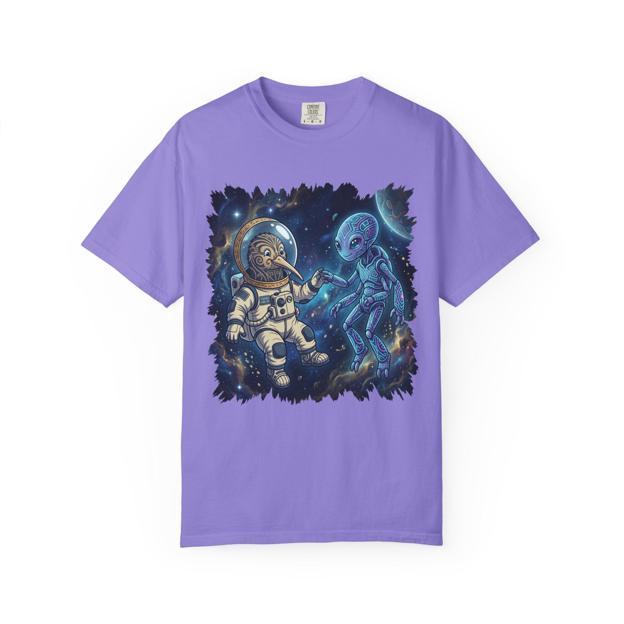 Astronaut & Alien Friendship Tee — Space Adventure Graphic T-Shirt