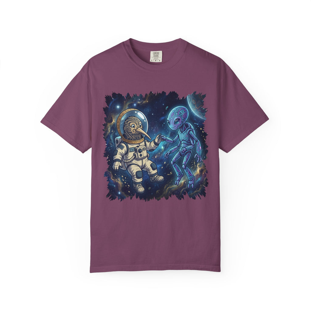 Astronaut & Alien Friendship Tee — Space Adventure Graphic T-Shirt