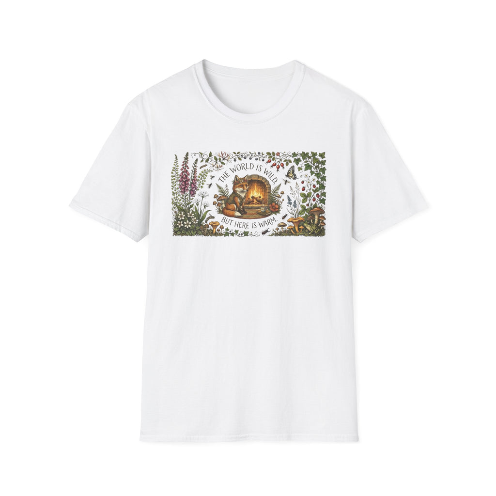 "The World Is Wild But Here Is Warm" Cozy Forest Fox Tee