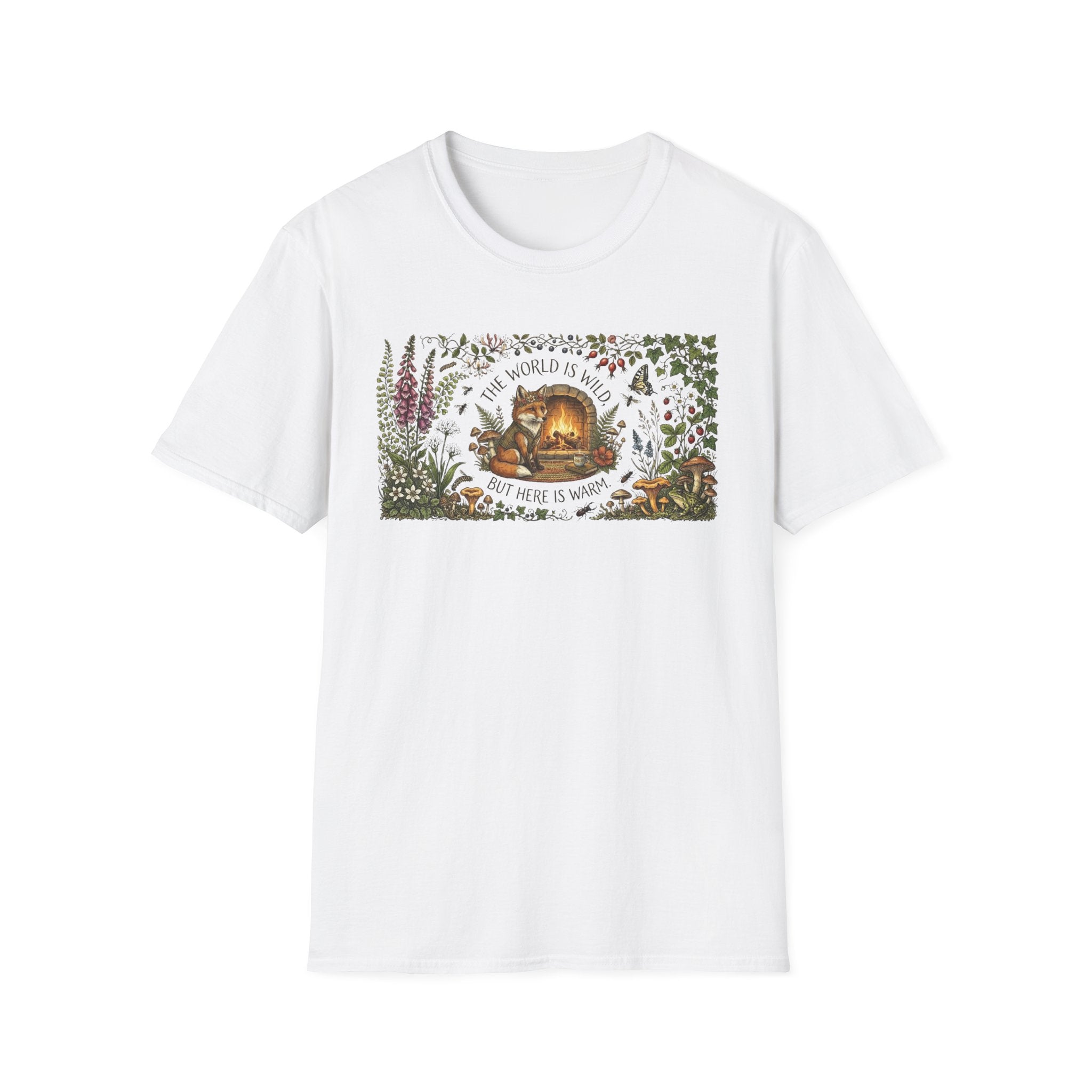 "The World Is Wild But Here Is Warm" Cozy Forest Fox Tee