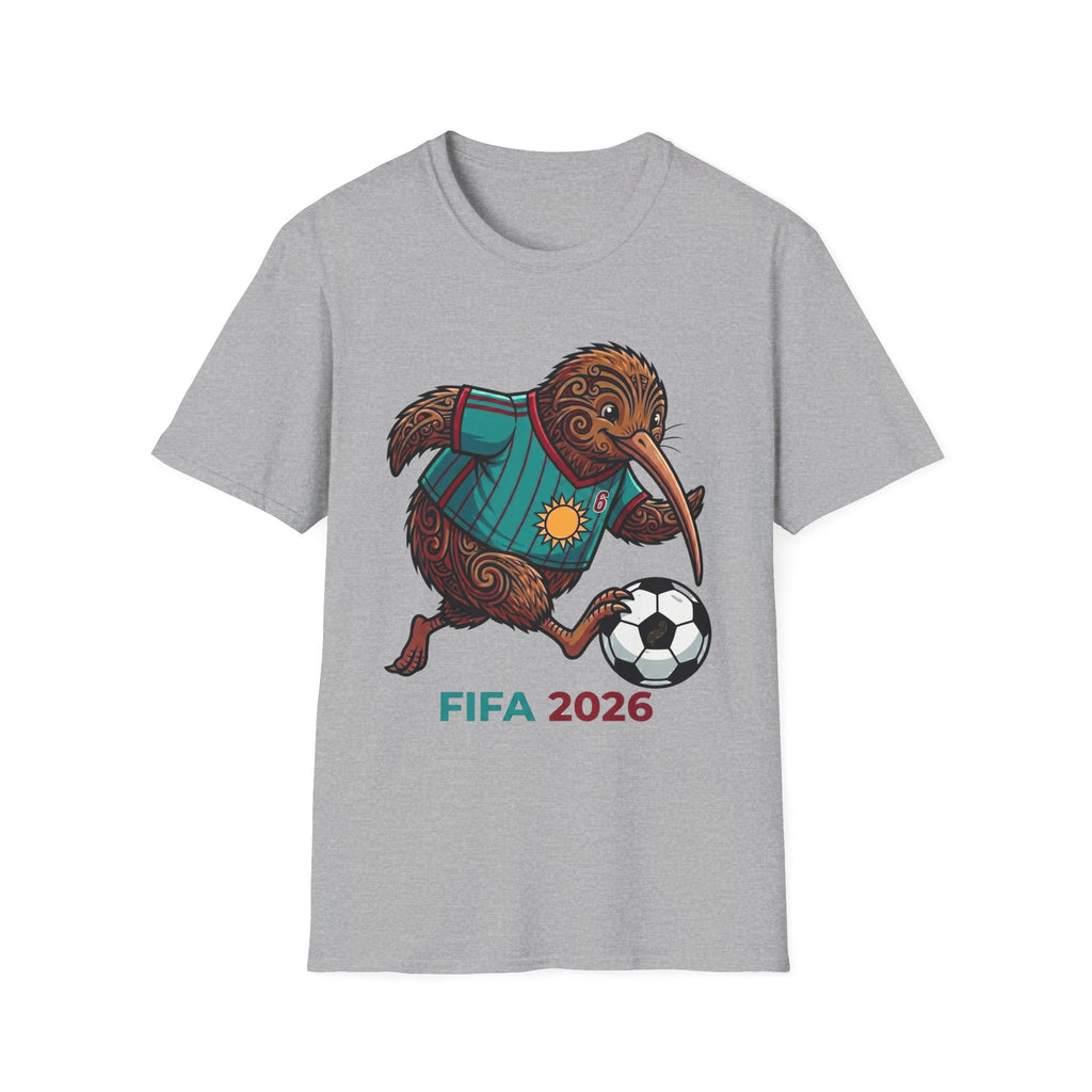 FIFA 2026 Maori Kiwi Soccer Player Adult Size Tee, Funny Bird Playing Football, Graphic Tee, Unique New Zealand Gift