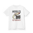 'Missiles Keep Your Head Up' Kids Retro Rocket Graphic