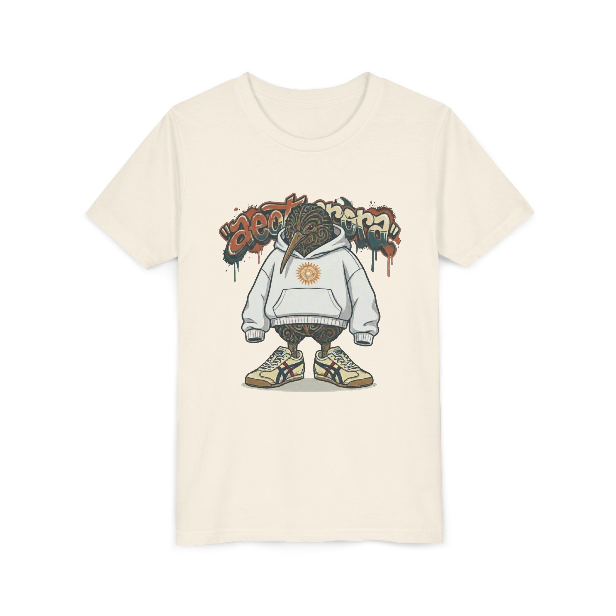 Youth Tee — Streetwear Kiwi Graphic "Aeotearora" Hoodie-Style Design