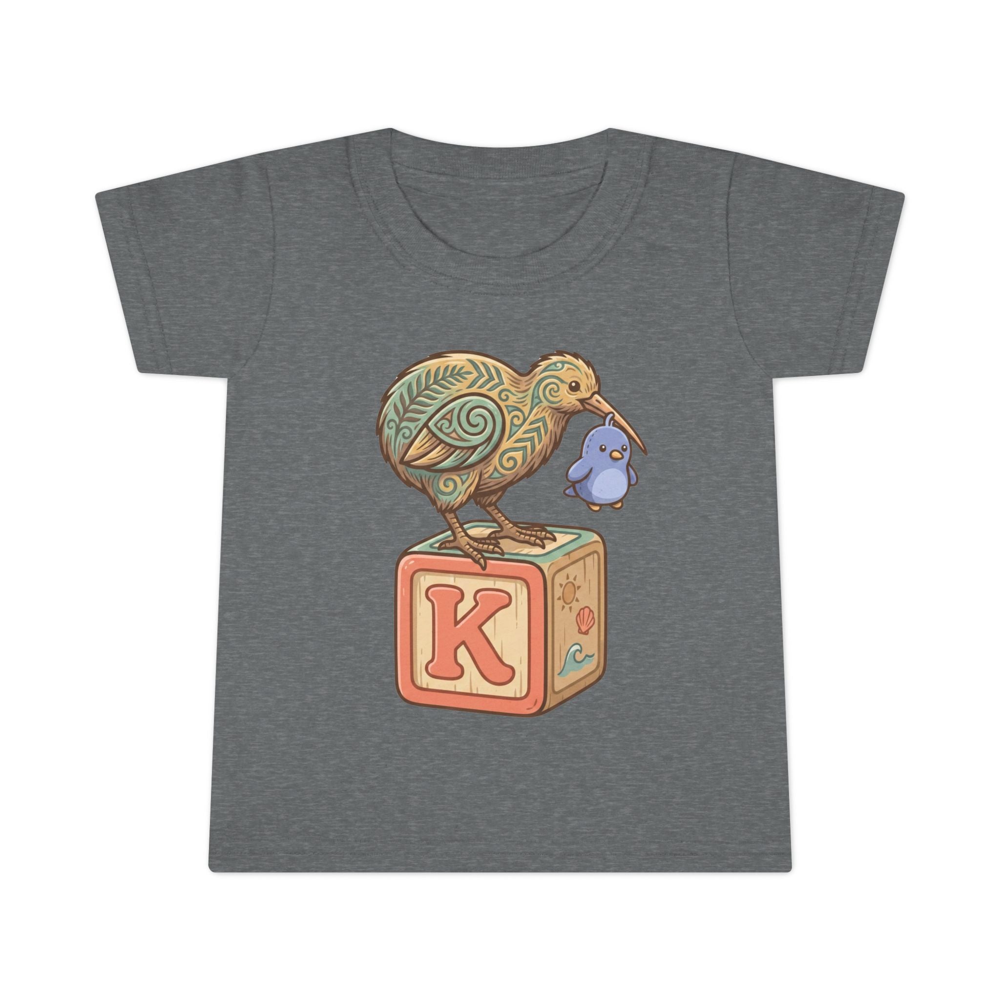 Toddler T-Shirt — Kiwi Bird on Block "K" Cute Baby Animal Tee