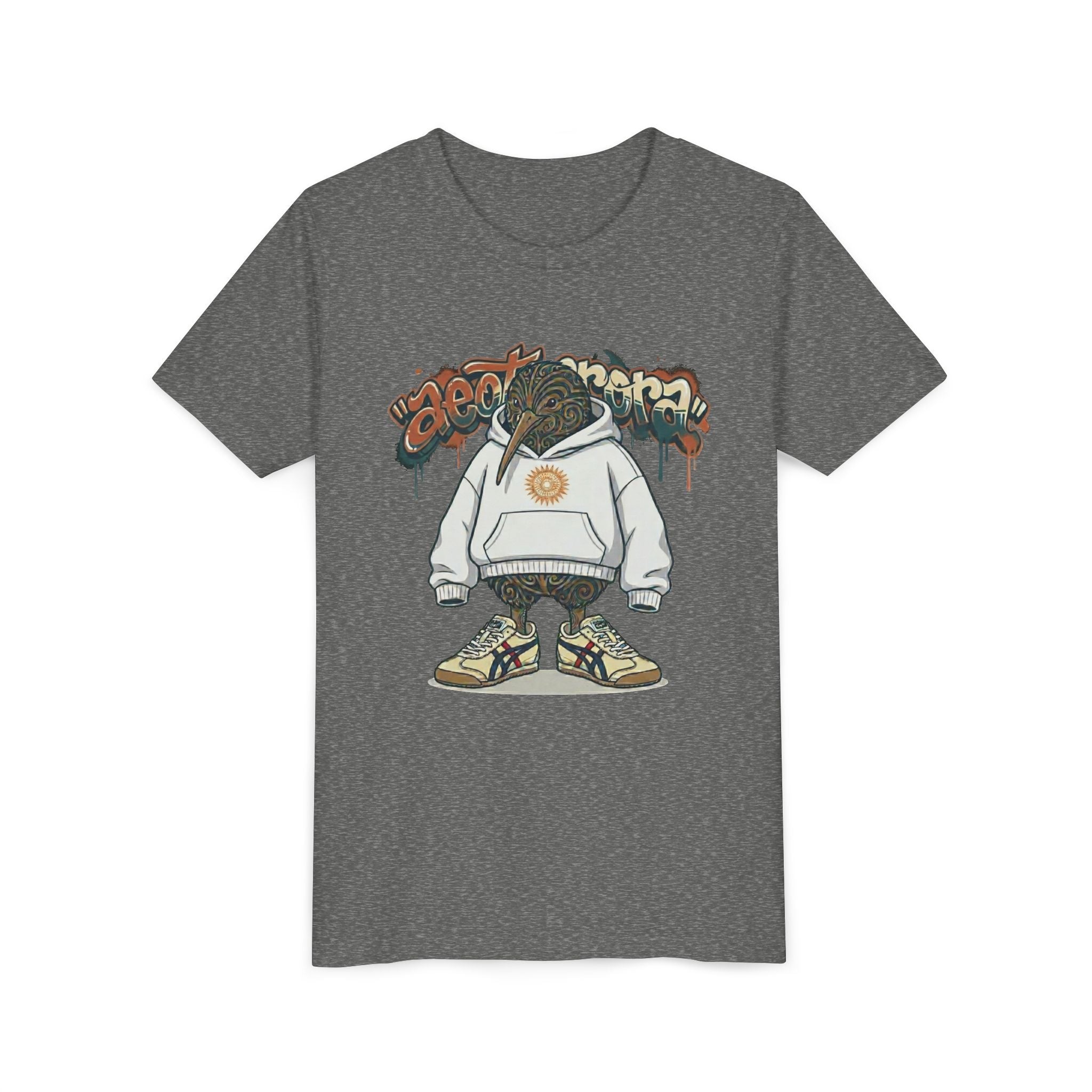 Youth Tee — Streetwear Kiwi Graphic "Aeotearora" Hoodie-Style Design