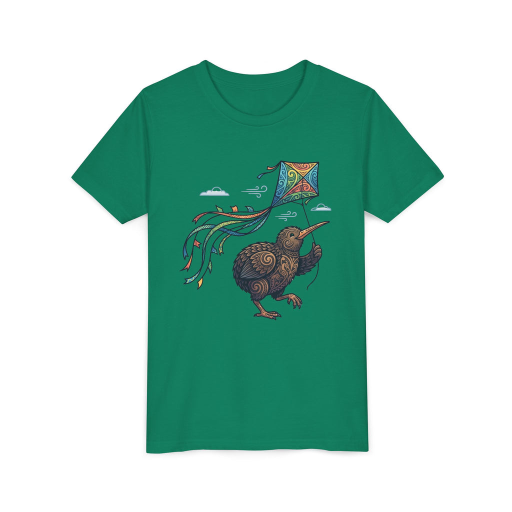 Kiwi Kite Kids Tee — Whimsical New Zealand Bird Graphic Youth Shirt
