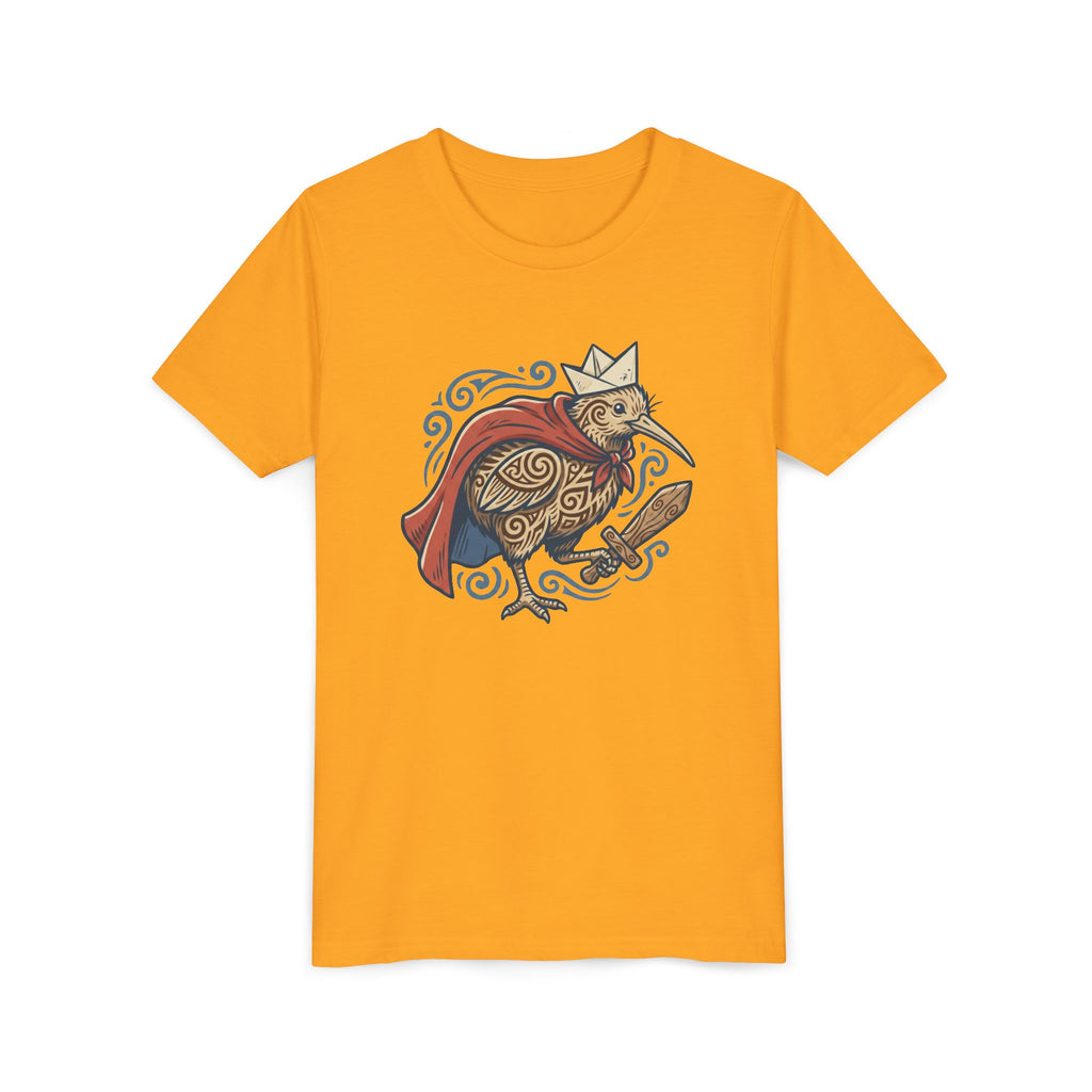 Royal Kiwi Youth T‑Shirt — Crowned Kiwi with Cape Kids Tee