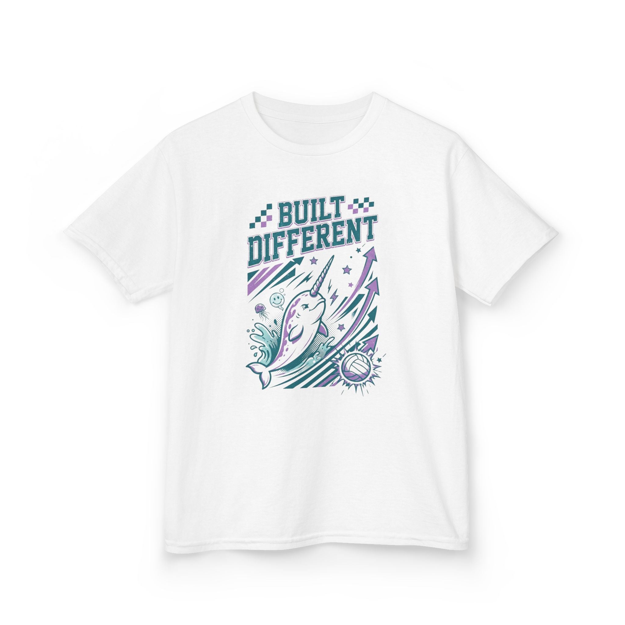 Kids T "Built Different" Narwhal Graphic Tee