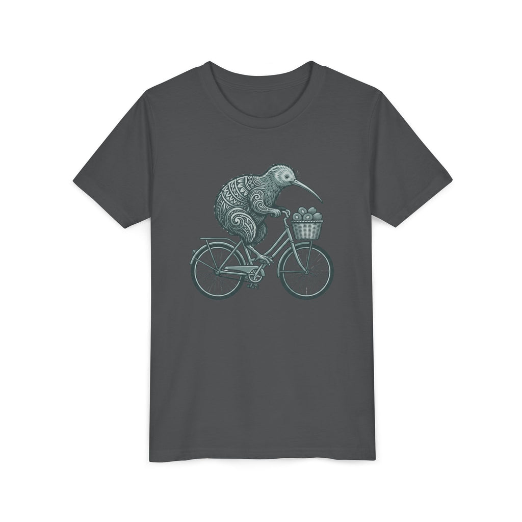 Kids Kiwi Bird Bicycle T‑Shirt – Cute Animal Cycling Graphic Tee for Children