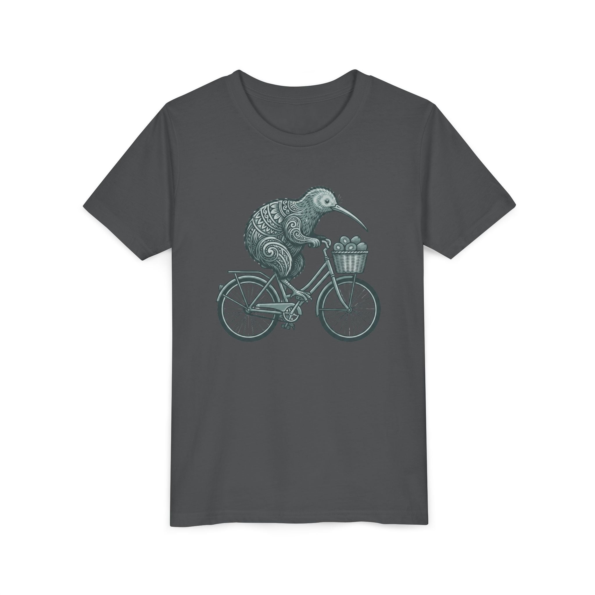 Kids Kiwi Bird Bicycle T‑Shirt – Cute Animal Cycling Graphic Tee for Children