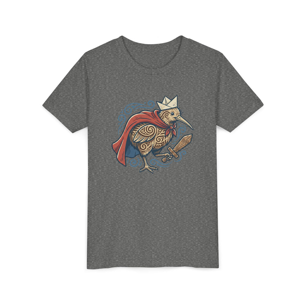 Royal Kiwi Youth T‑Shirt — Crowned Kiwi with Cape Kids Tee