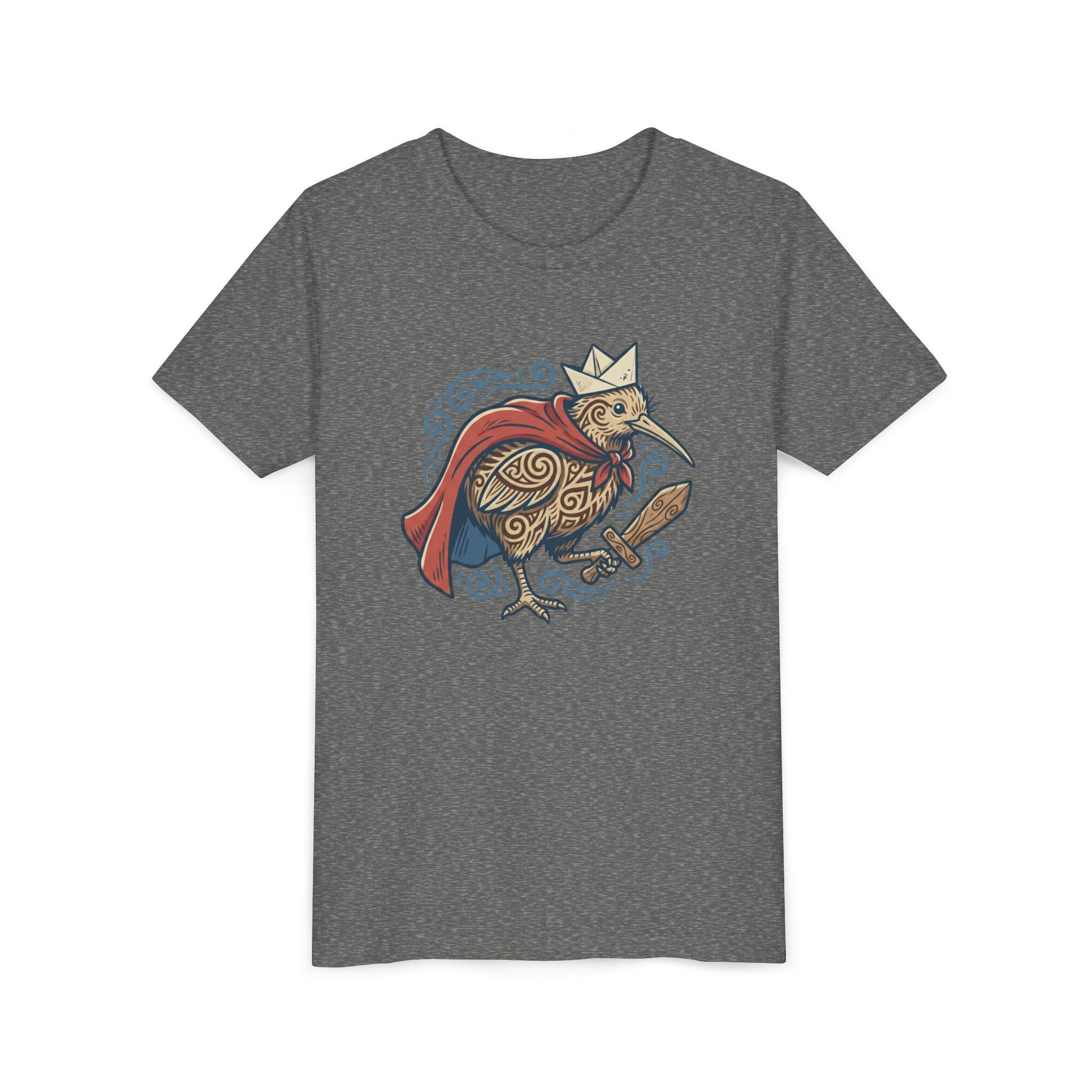 Royal Kiwi Youth T‑Shirt — Crowned Kiwi with Cape Kids Tee