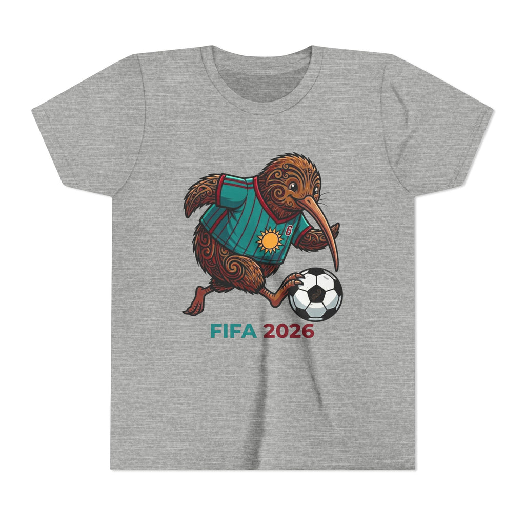 Youth Kiwi Soccer Tee – 'FIFA 2026' Football FIFA 2026 Kiwi Soccer Player T-Shirt, Funny Football Bird Graphic Tee, Unique New Zealand Sports
