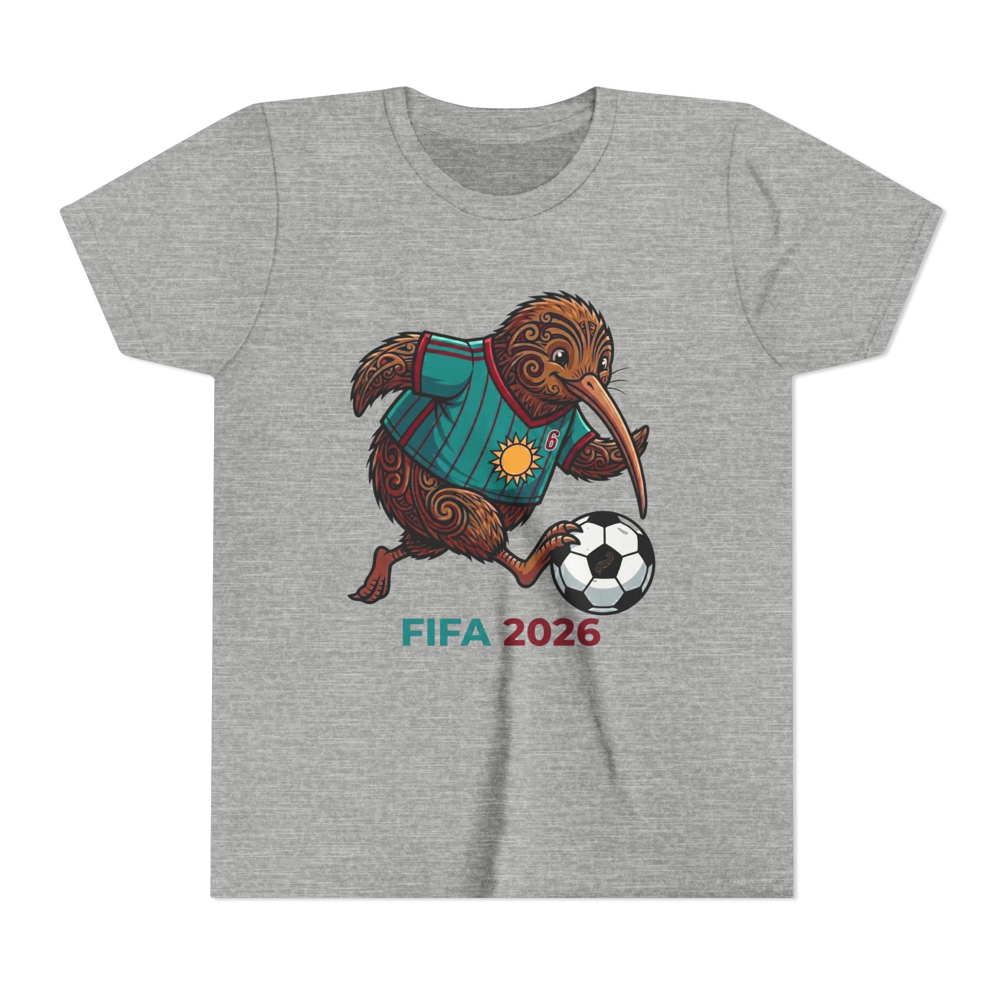 Youth Kiwi Soccer Tee – 'FIFA 2026' Football FIFA 2026 Kiwi Soccer Player T-Shirt, Funny Football Bird Graphic Tee, Unique New Zealand Sports