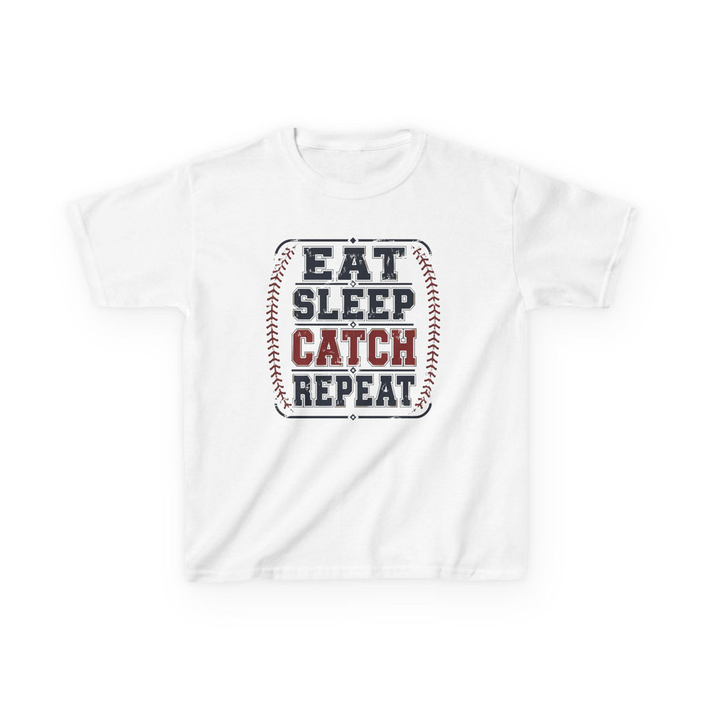 Kids 'Eat Sleep Catch Repeat' Baseball T‑Shirt