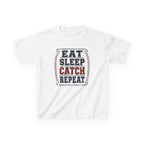Kids 'Eat Sleep Catch Repeat' Baseball T‑Shirt