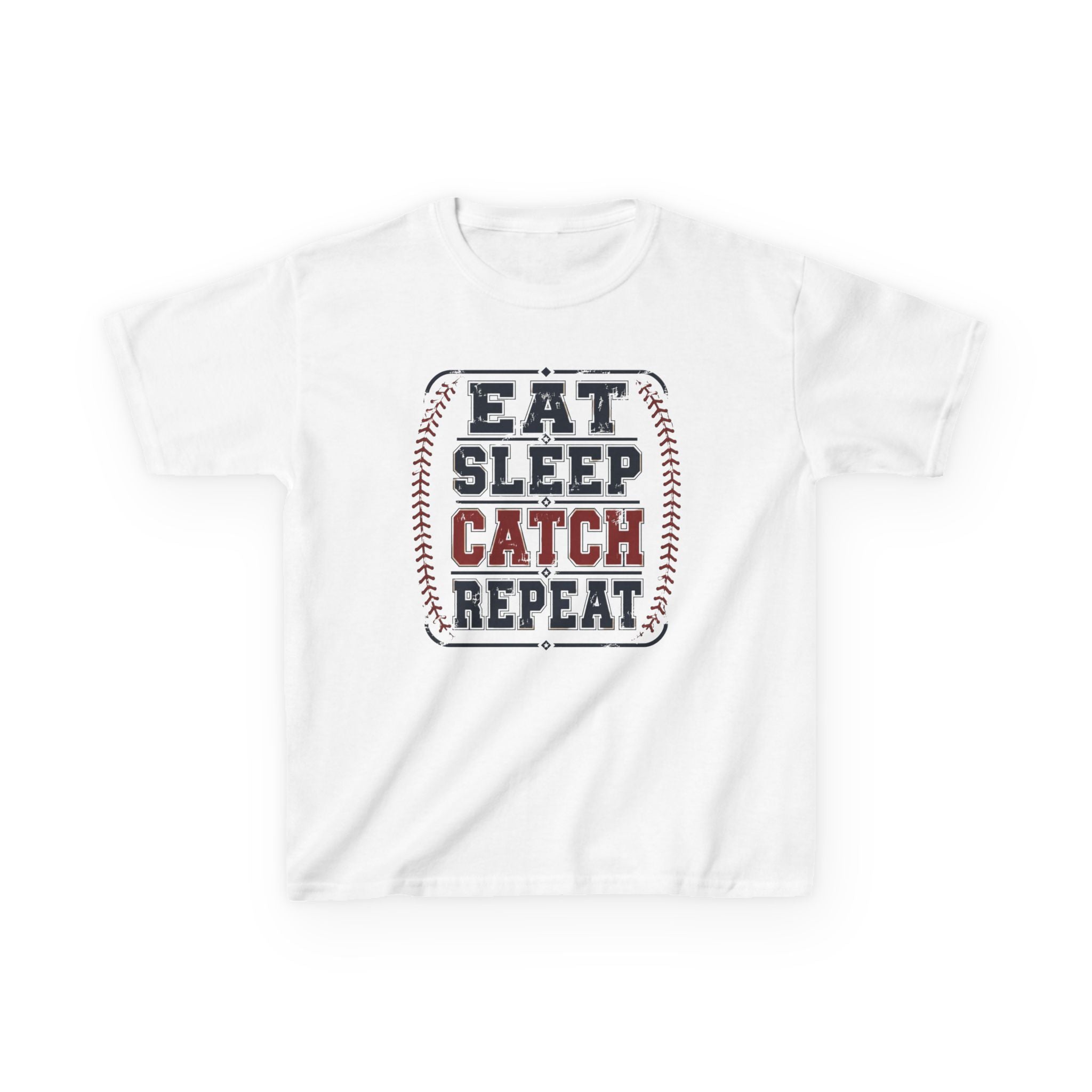 Kids 'Eat Sleep Catch Repeat' Baseball T‑Shirt