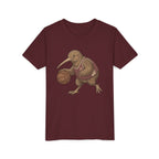 Kids Kiwi Basketball T‑Shirt — Cute Kiwi Bird Dribbling Graphic Tee