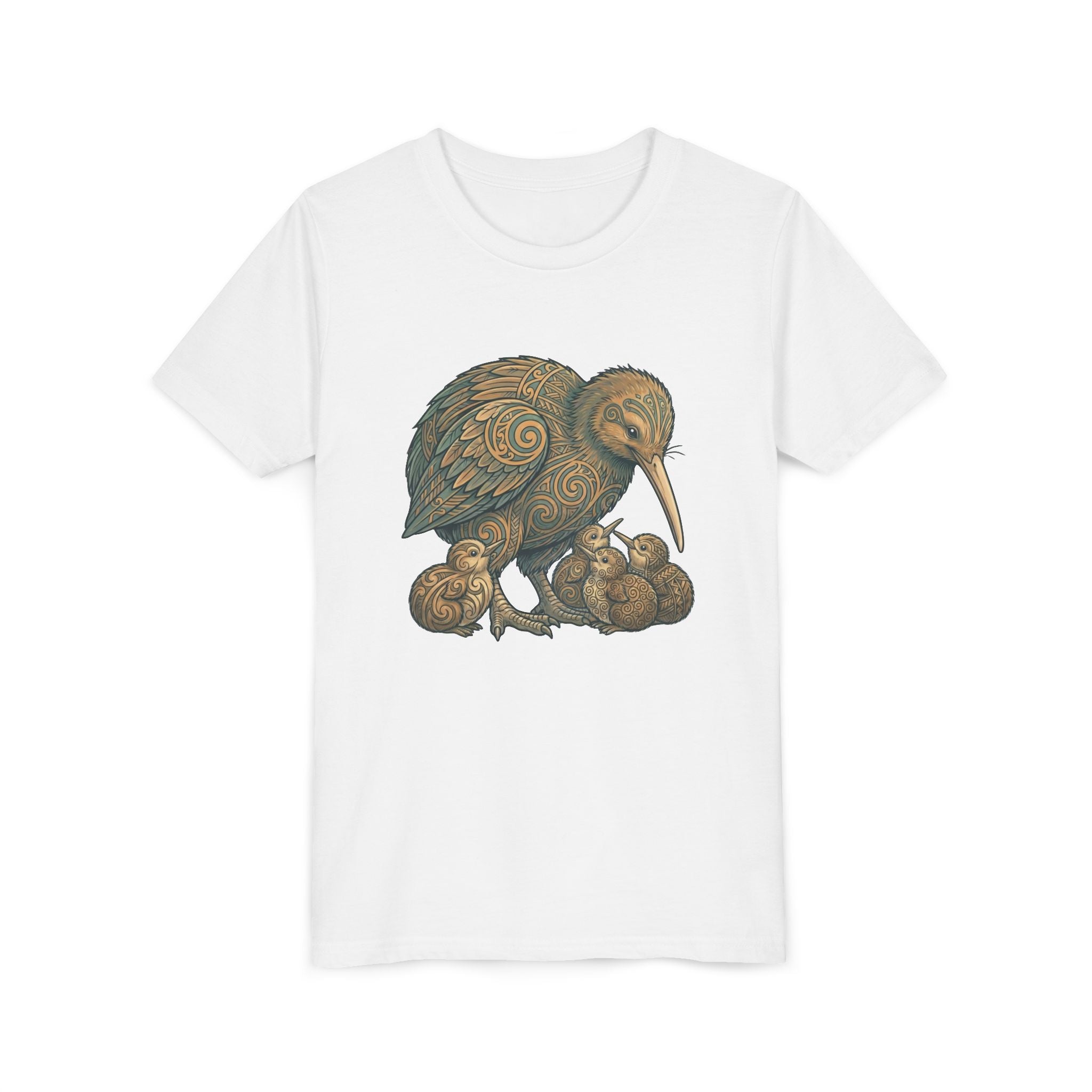 Kiwi Bird Momma & Babies Kids T‑Shirt — Whimsical Kiwi & Chicks Youth Tee