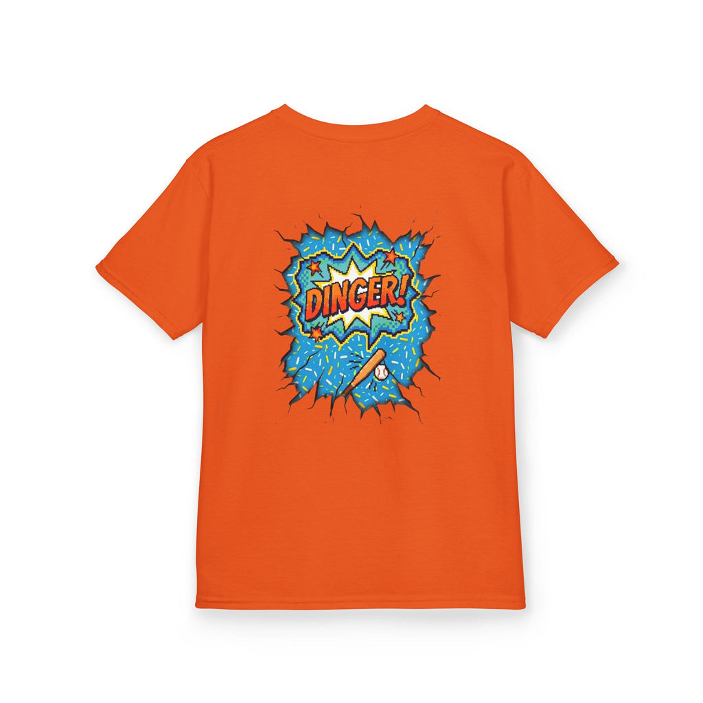 "Dinger!" Pixel Art Baseball T-Shirt – Double-Sided Sports Graphic Tee