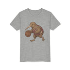 Kids Kiwi Basketball T‑Shirt — Cute Kiwi Bird Dribbling Graphic Tee