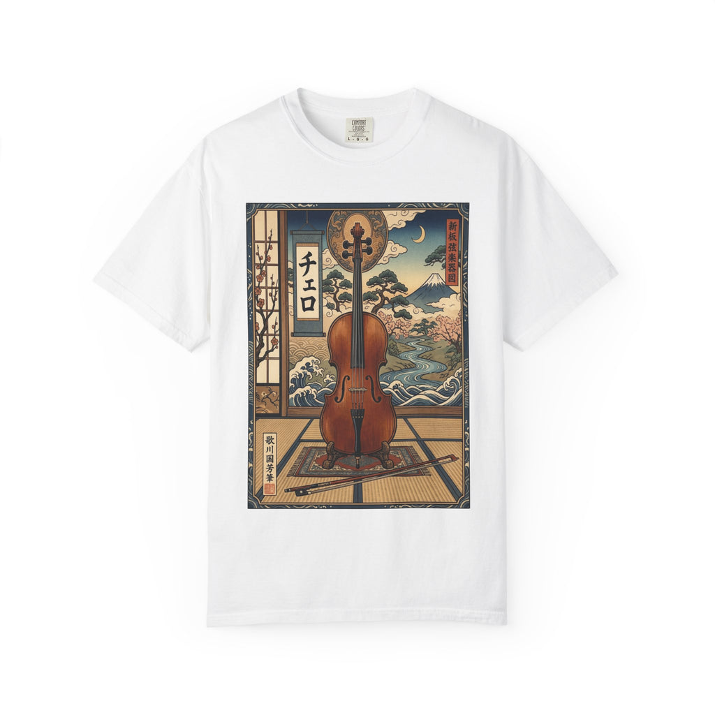 Ukiyo-e Cello Art T-Shirt - Japanese Woodblock Style